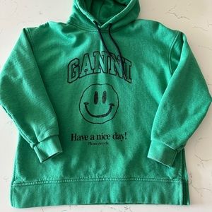 Ganni Software Isoli Organic Cotton Graphic Hoodie in mint condition